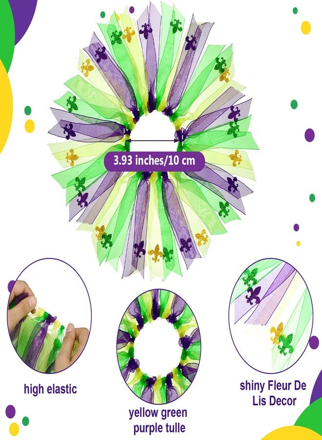 Moukeren 3 Pieces Girl Dog Costume Mardi Gras Tutu Skirt and Fleur De Lis Feather Headband Fancy Collar for Puppy Dog Costume Decorations Supplies, Purple, Green, Yellow (Small) - Image 4
